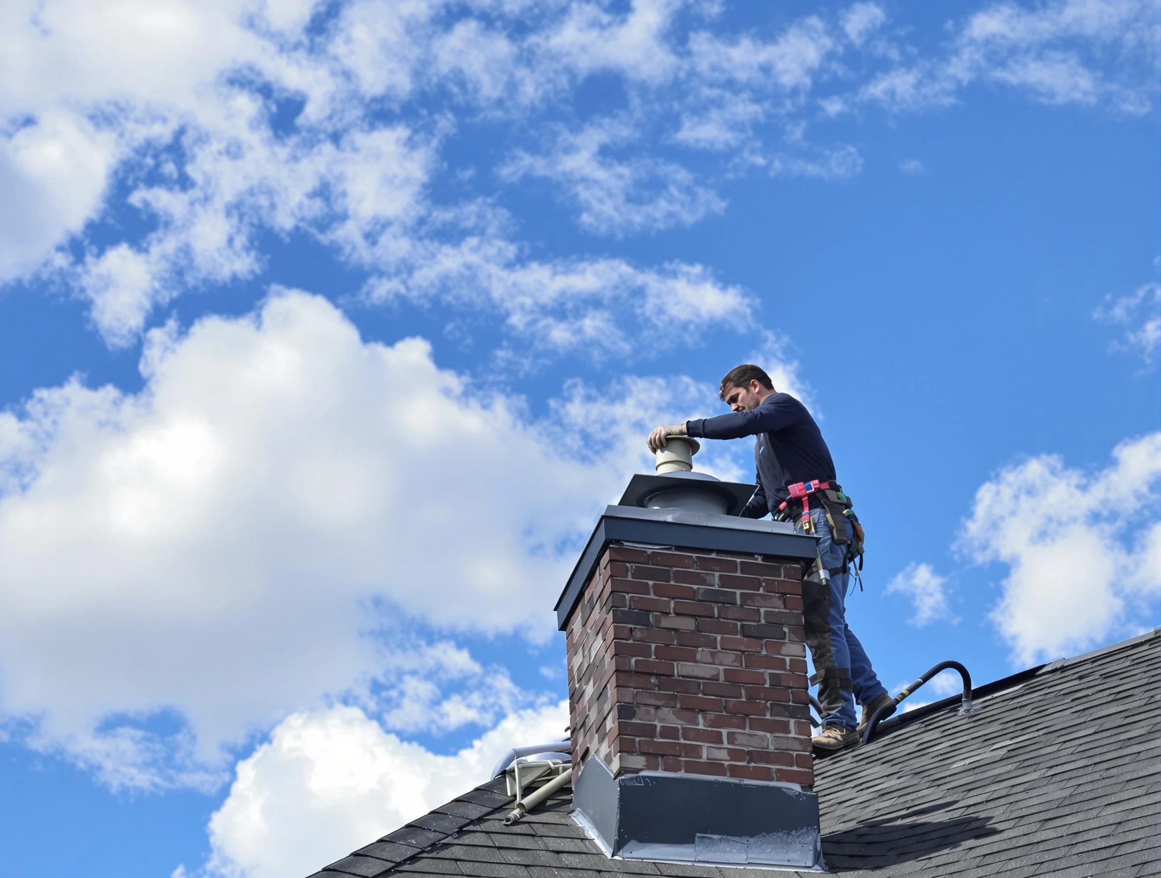 Lawrence Chimney Sweep installing a sturdy chimney cap in Lawrence, MA