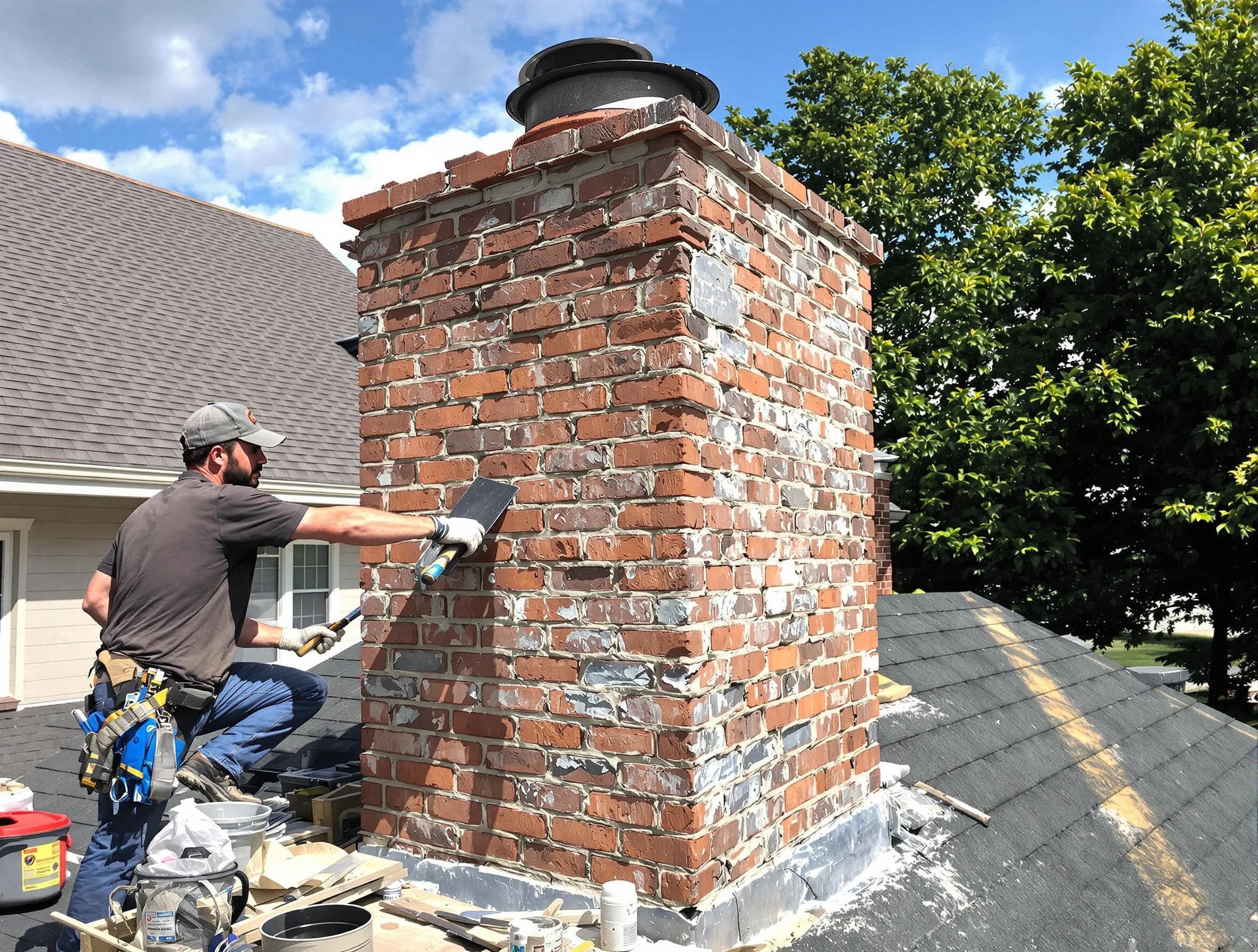 Completed chimney rebuild by Lawrence Chimney Sweep in Lawrence, MA
