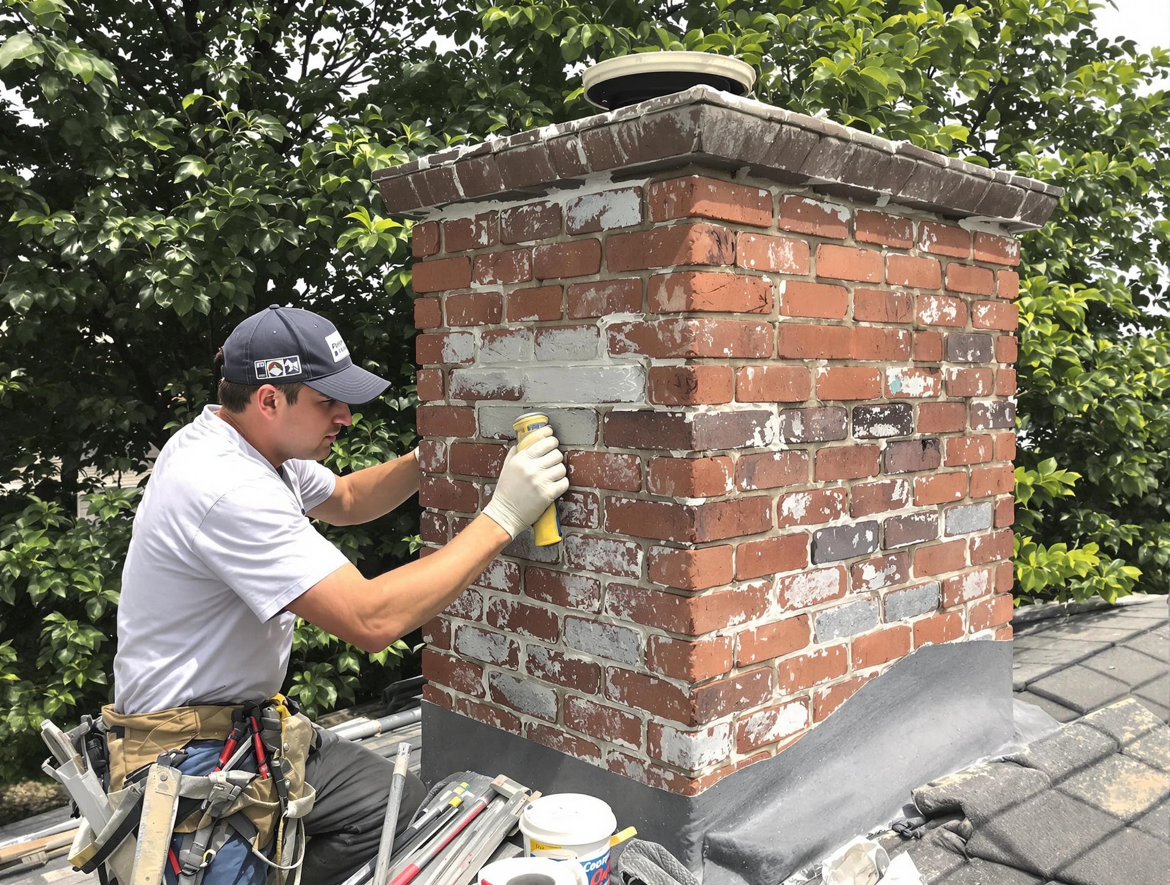 Lawrence Chimney Sweep restoring an aging chimney in Lawrence, MA