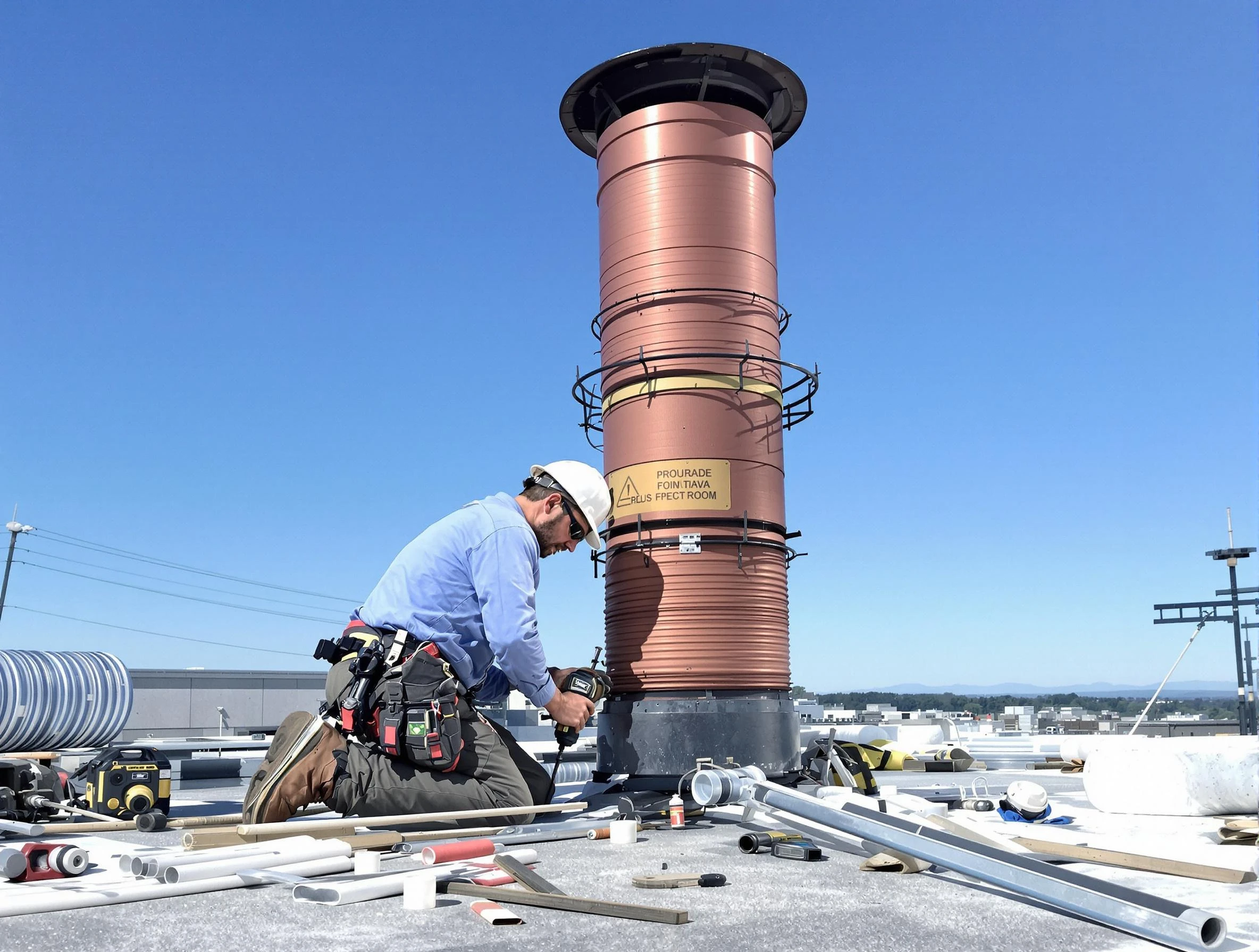 Installed chimney liner by Lawrence Chimney Sweep in Lawrence, MA