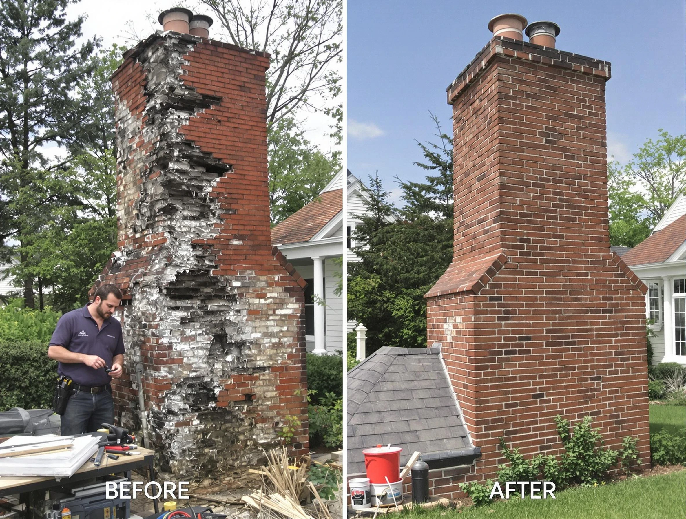 Lawrence Chimney Sweep performing a full chimney restoration in Lawrence, MA