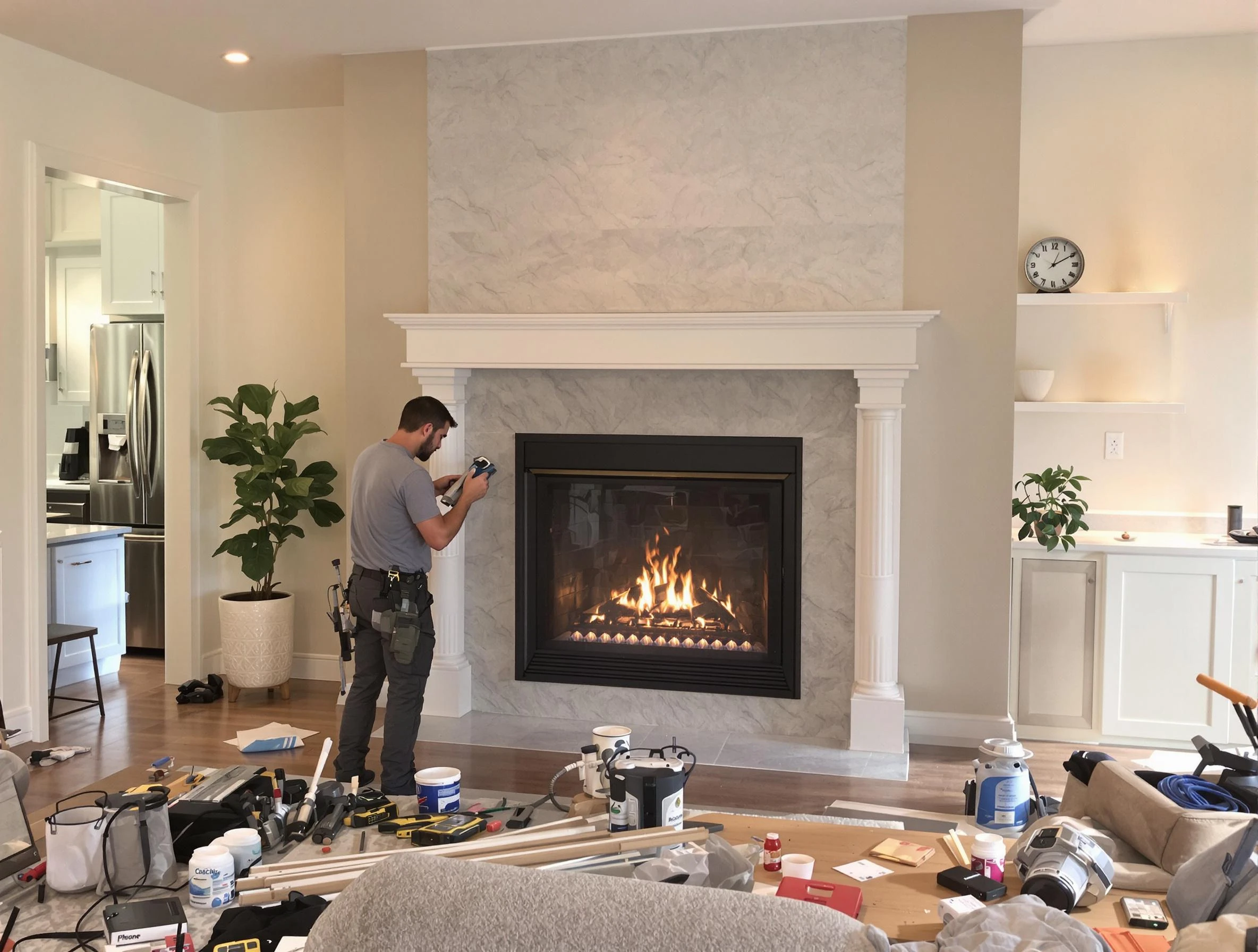 Newly installed fireplace by Lawrence Chimney Sweep in Lawrence, MA